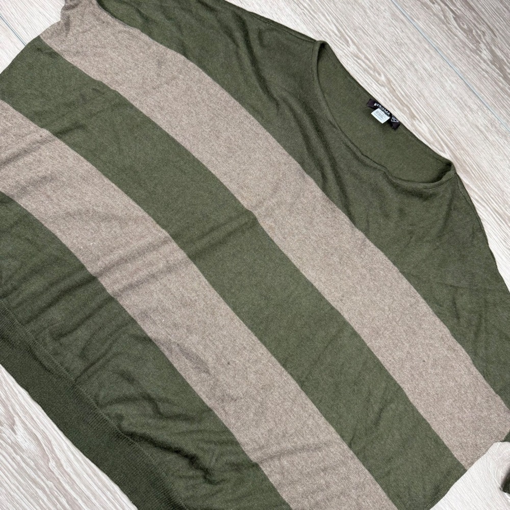 Kerisma Womens Knit Top Striped Cashmere Blend Green Tan M/L New